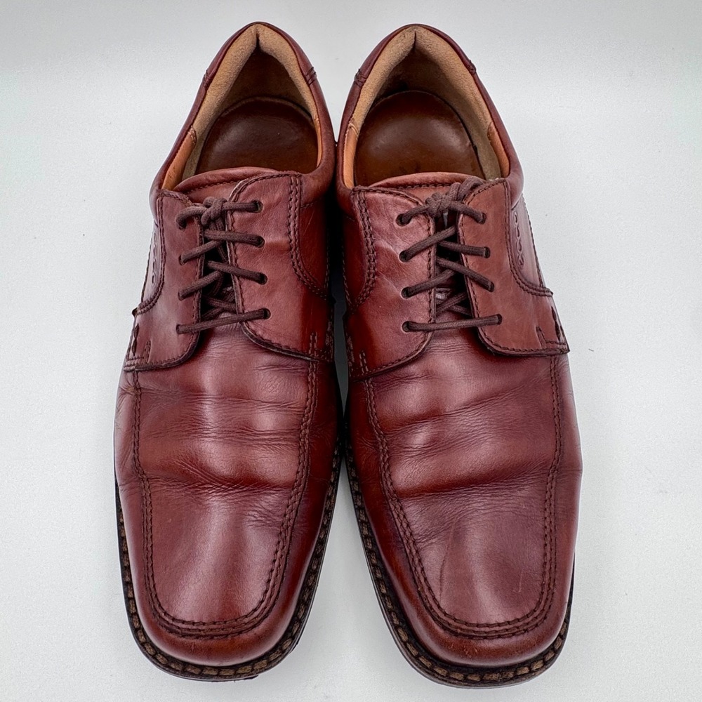 ECCO Mens City Derby Shoes Brown Leather Square Toe‎ Oxford 42 503340139326